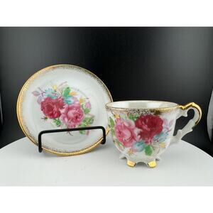 Vintage Napco Hand Painted Miniature Tea Cup & Saucer